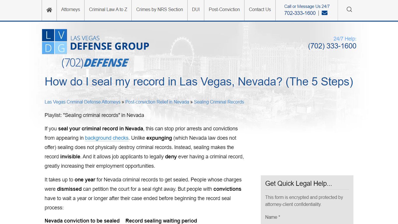 How do I seal my record in Las Vegas, Nevada? (The 5 Steps)